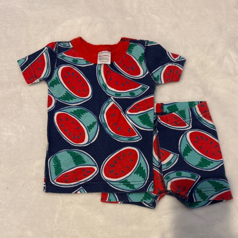 Hanna Andersson Watermelon Slice Kids Pajama Set - Red and Blue